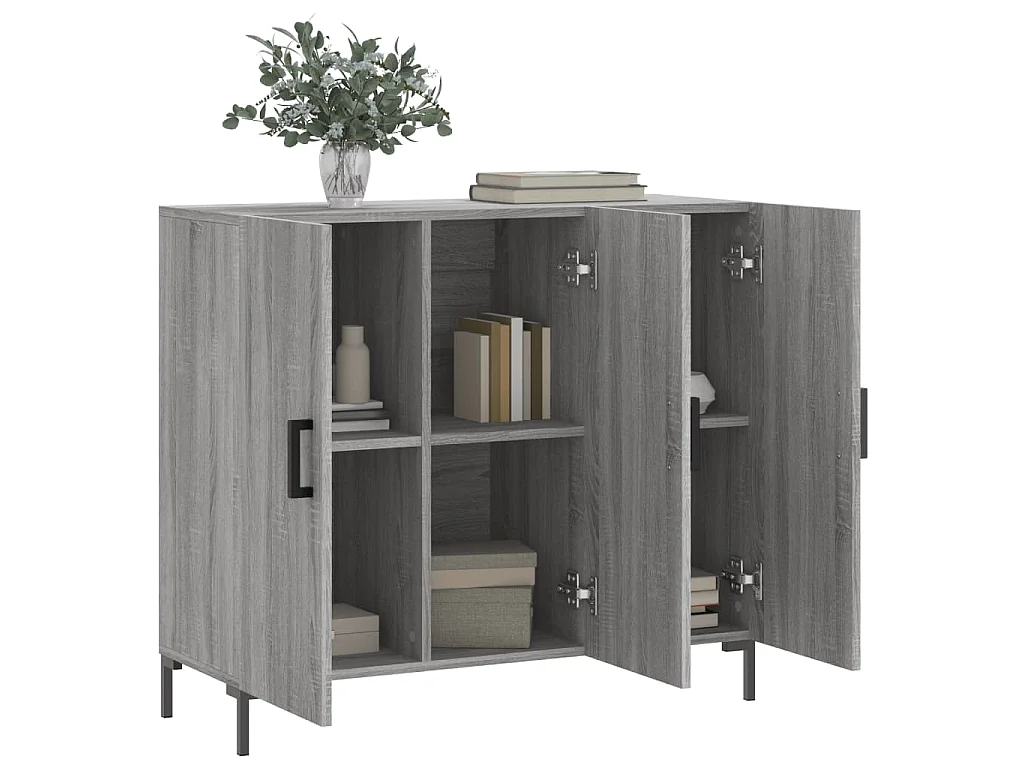 Dressoir 90x34x80 cm bewerkt hout grijs sonoma eikenkleurig