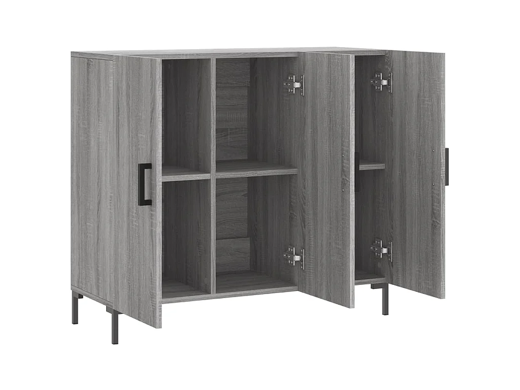 Dressoir 90x34x80 cm bewerkt hout grijs sonoma eikenkleurig