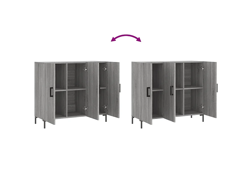Dressoir 90x34x80 cm bewerkt hout grijs sonoma eikenkleurig