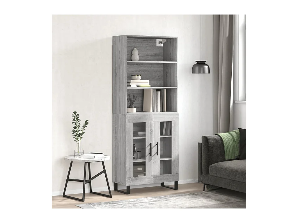 Hoge kast 69,5x34x180 cm bewerkt hout grijs sonoma eikenkleurig