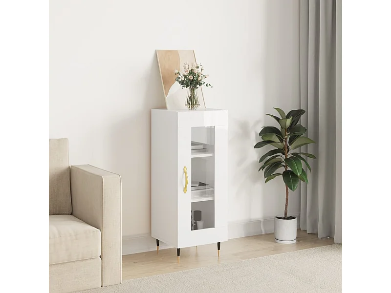 Sideboard Hochglanz-Weiß 34,5x34x90 cm Holzwerkstoff