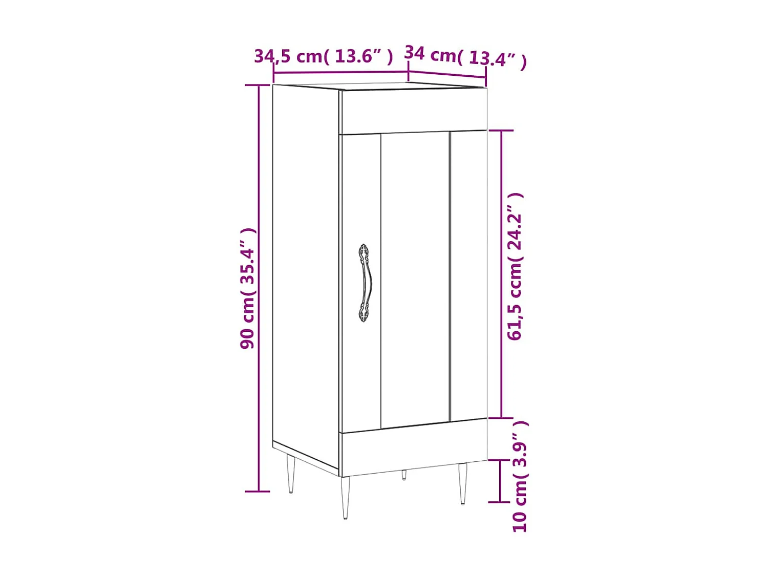 Sideboard Hochglanz-Weiß 34,5x34x90 cm Holzwerkstoff