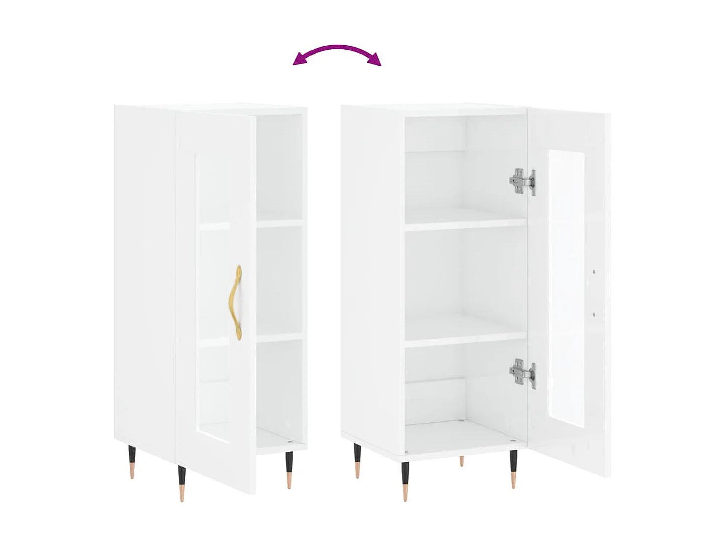 Buffet Blanc brillant 34,5x34x90 cm Bois d'ingénierie