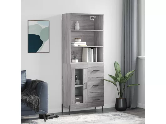 Kauf Unique Highboard Grau Sonoma 69,5x34x180 cm Holzwerkstoff