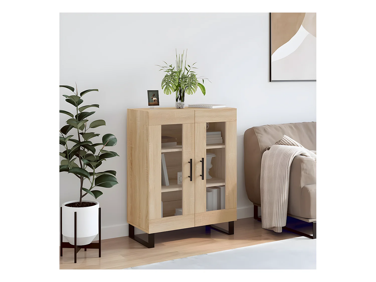 Buffet chêne sonoma 69,5x34x90 cm bois d'ingénierie