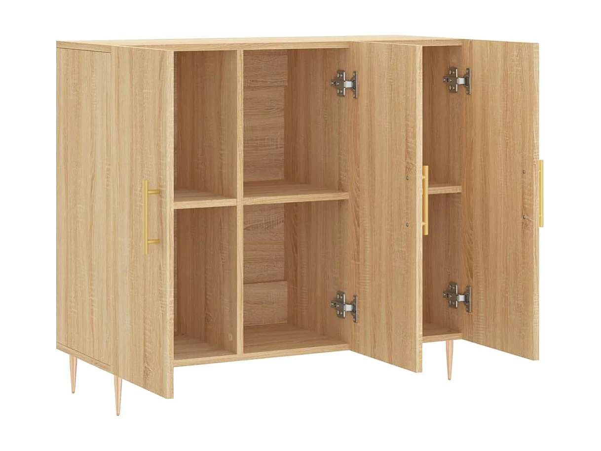Dressoir 90x34x80 cm bewerkt hout sonoma eikenkleurig