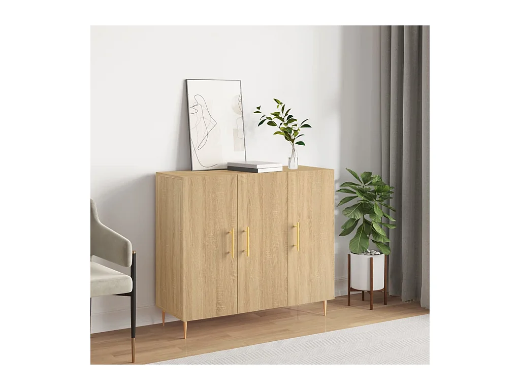 Buffet chêne sonoma 90x34x80 cm bois d'ingénierie