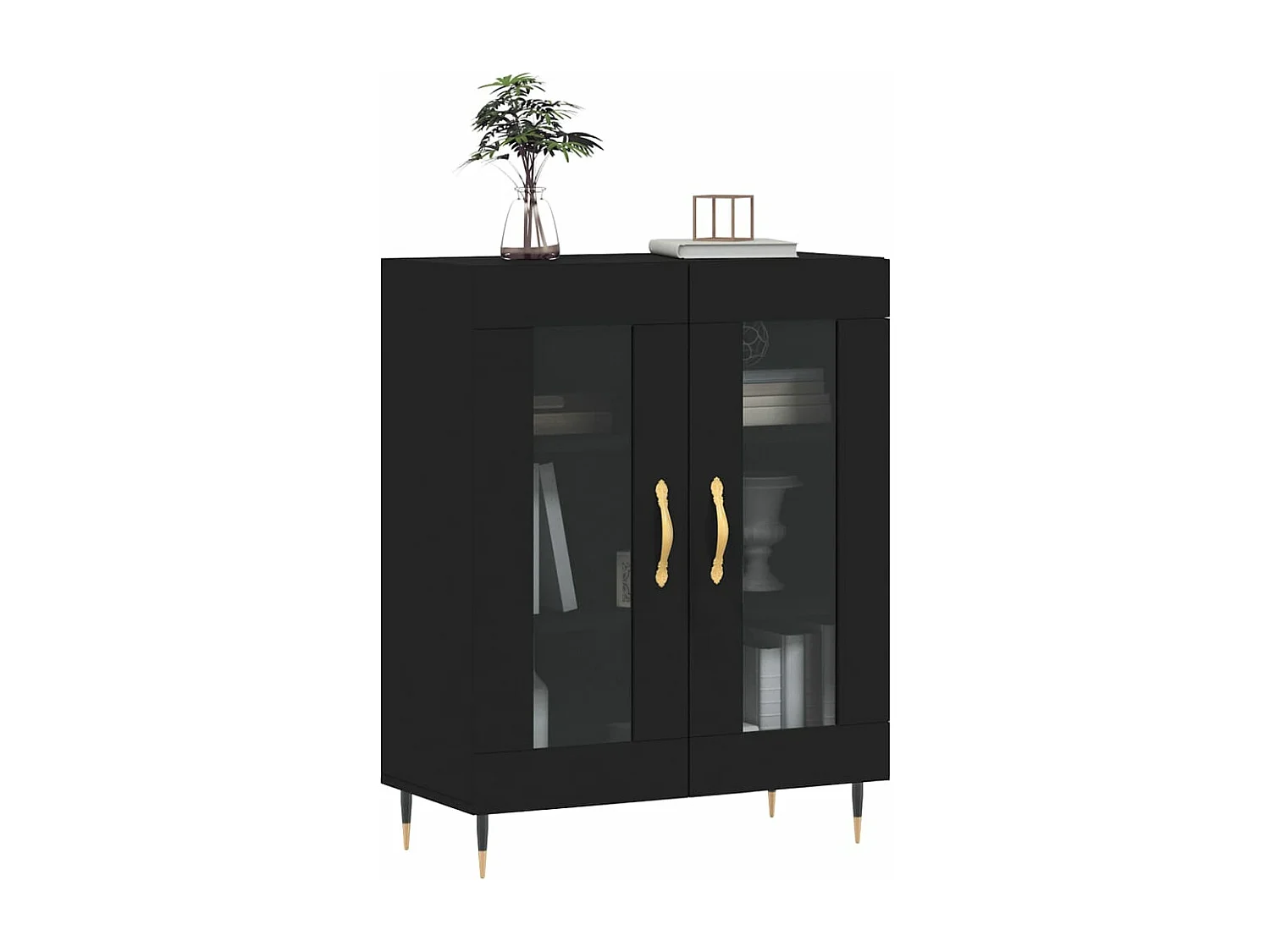 Credenza Nera 69,5x34x90 cm in Legno Multistrato