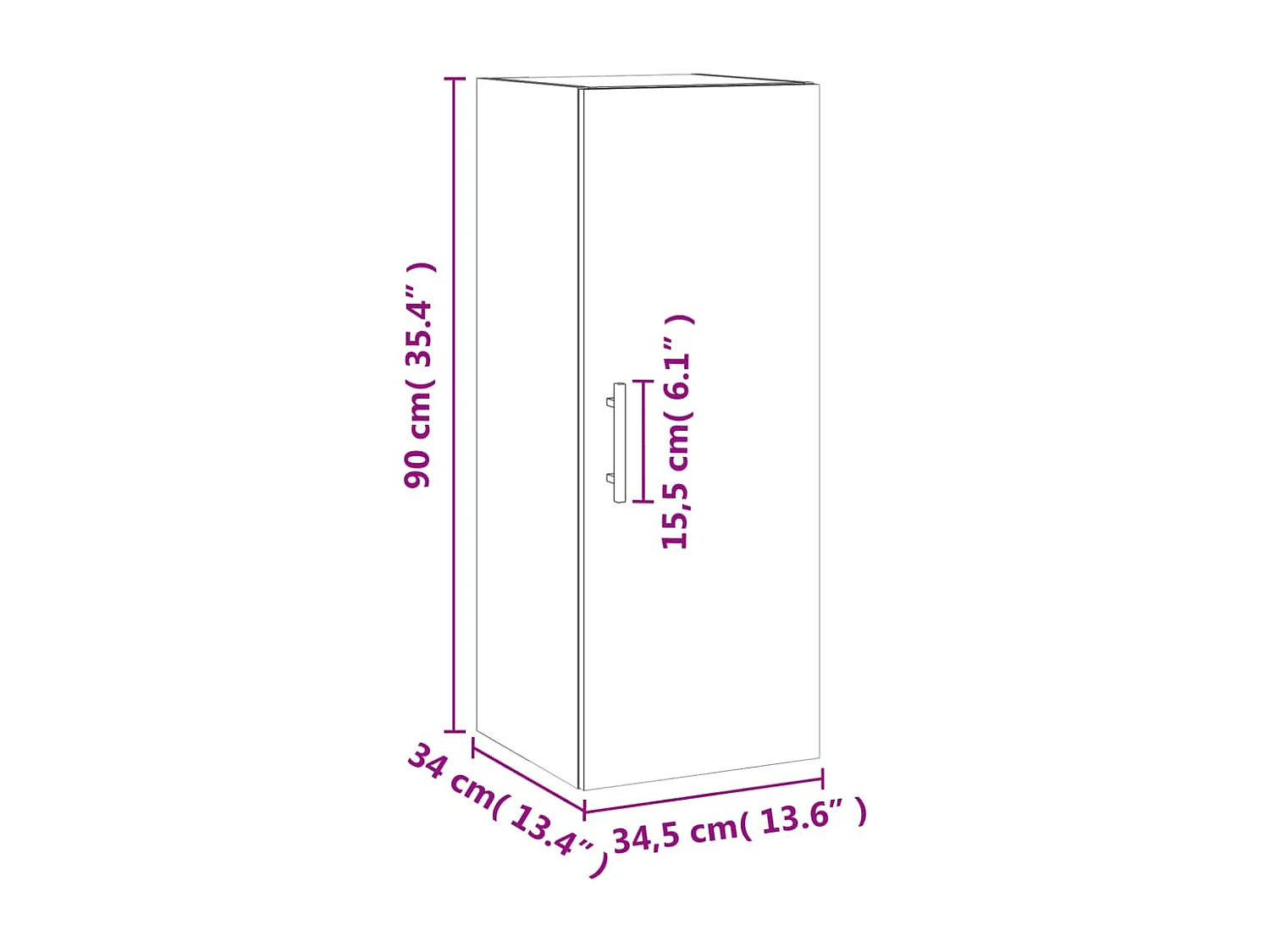 Mobile a Parete Grigio Cemento 34,5x34x90 cm