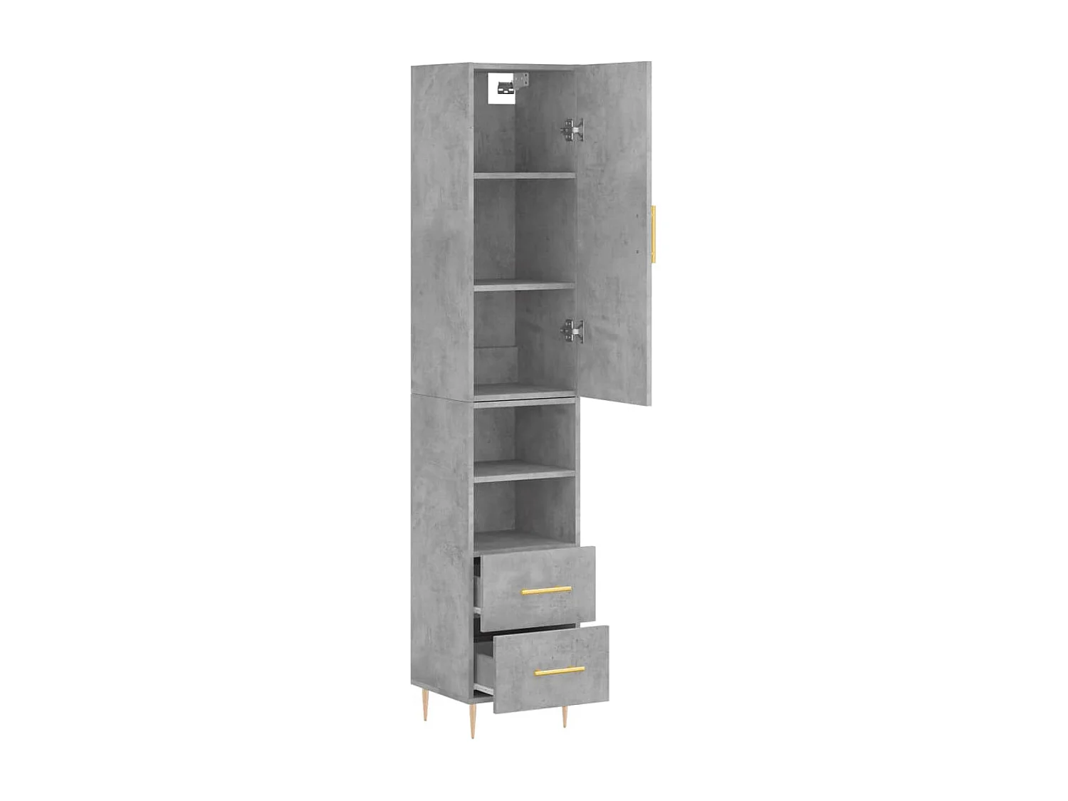 Buffet haut Gris béton 34,5x34x180 cm Bois d'ingénierie