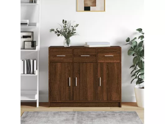 Kauf Unique Sideboard Braun Eichen-Optik 91x28x75 cm Holzwerkstoff