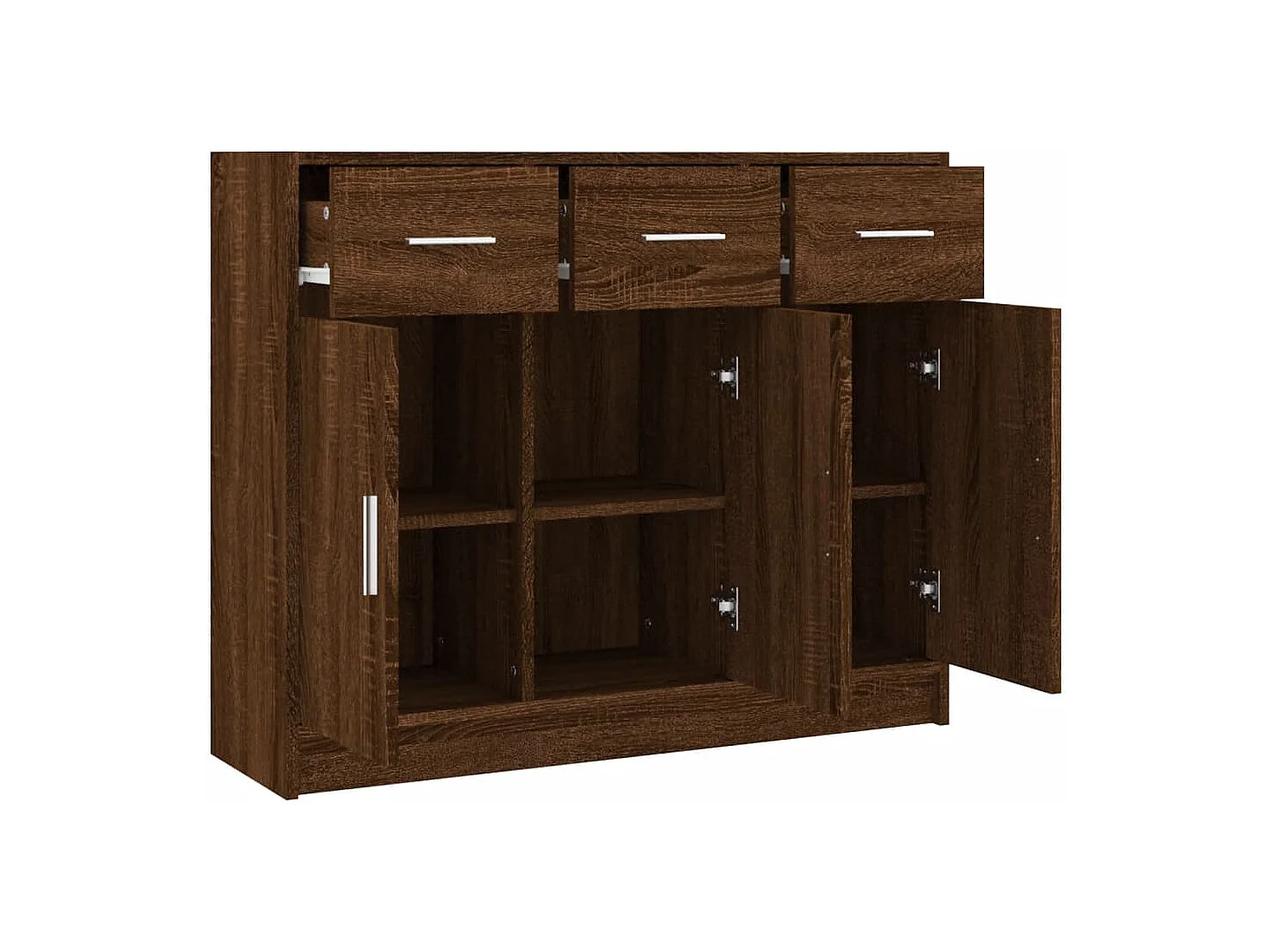 Dressoir 91x28x75 cm bewerkt hout bruin eikenkleur