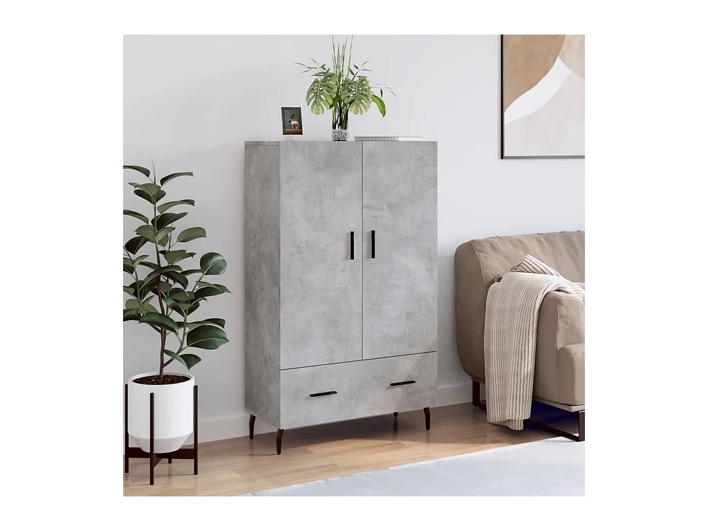 Hoge kast 69,5x31x115 cm bewerkt hout betongrijs