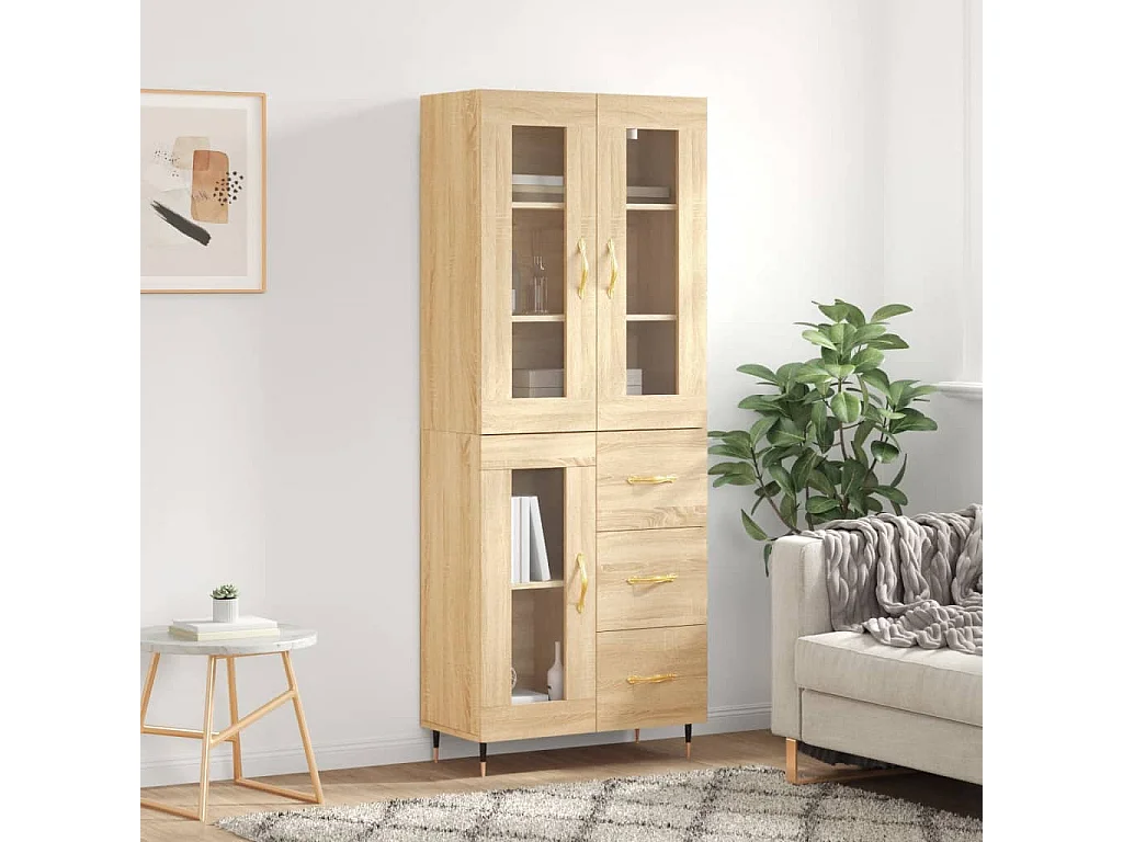 Armário alto 69,5x34x180 cm derivados de madeira cor sonoma