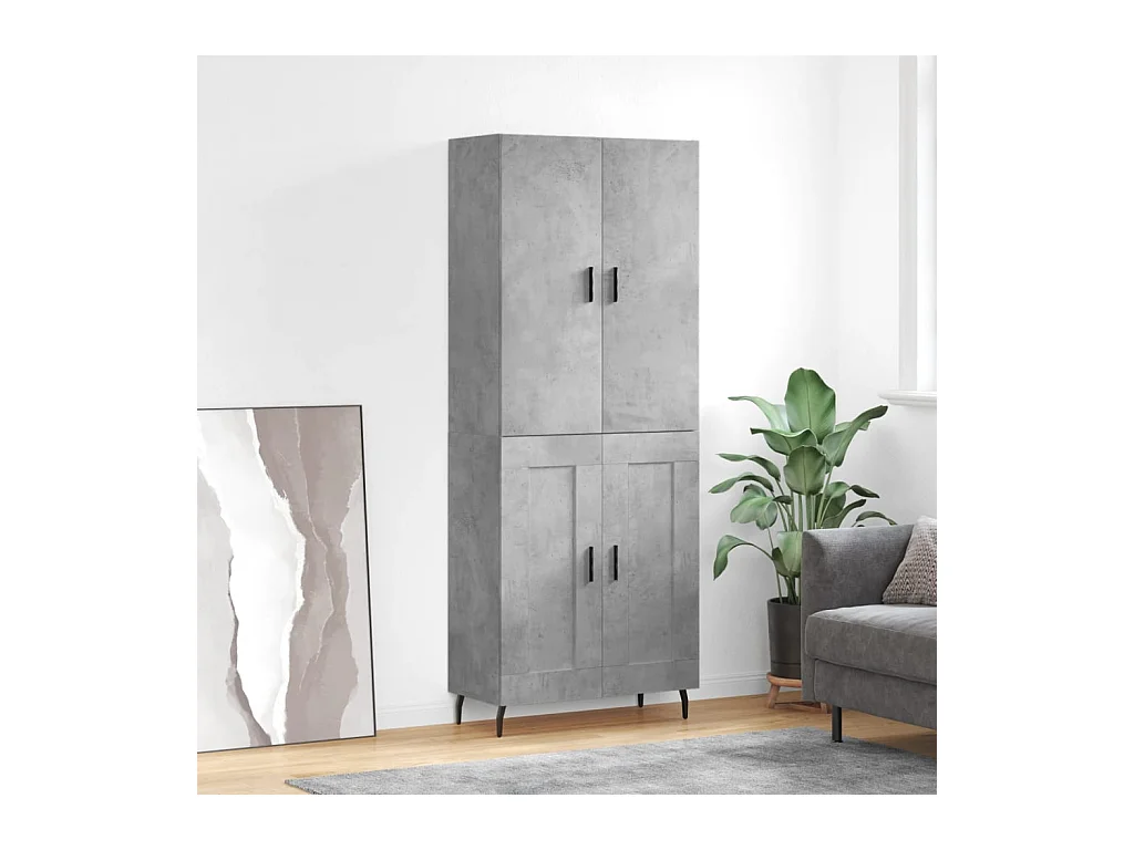 Aparador alto madera contrachapada gris hormigón 69,5x34x180 cm