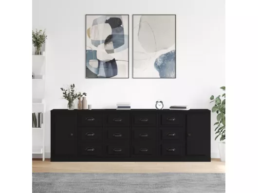 Kauf Unique Sideboards 3 Stk. Schwarz Holzwerkstoff