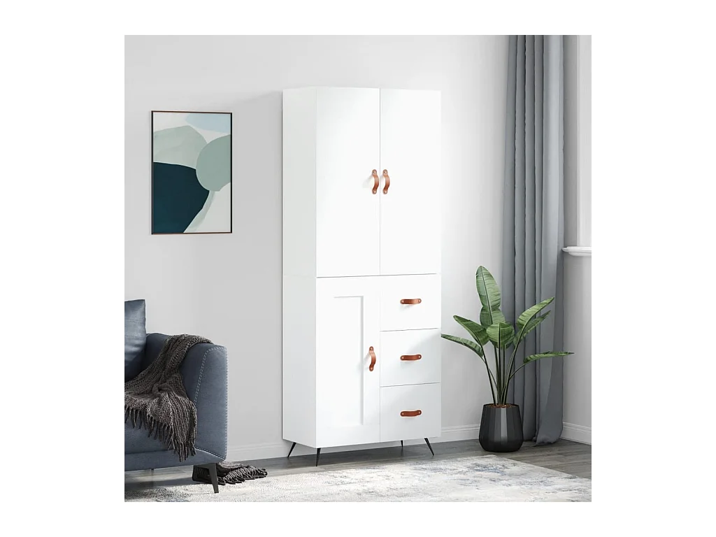 Buffet haut Blanc 69,5x34x180 cm Bois d'ingénierie