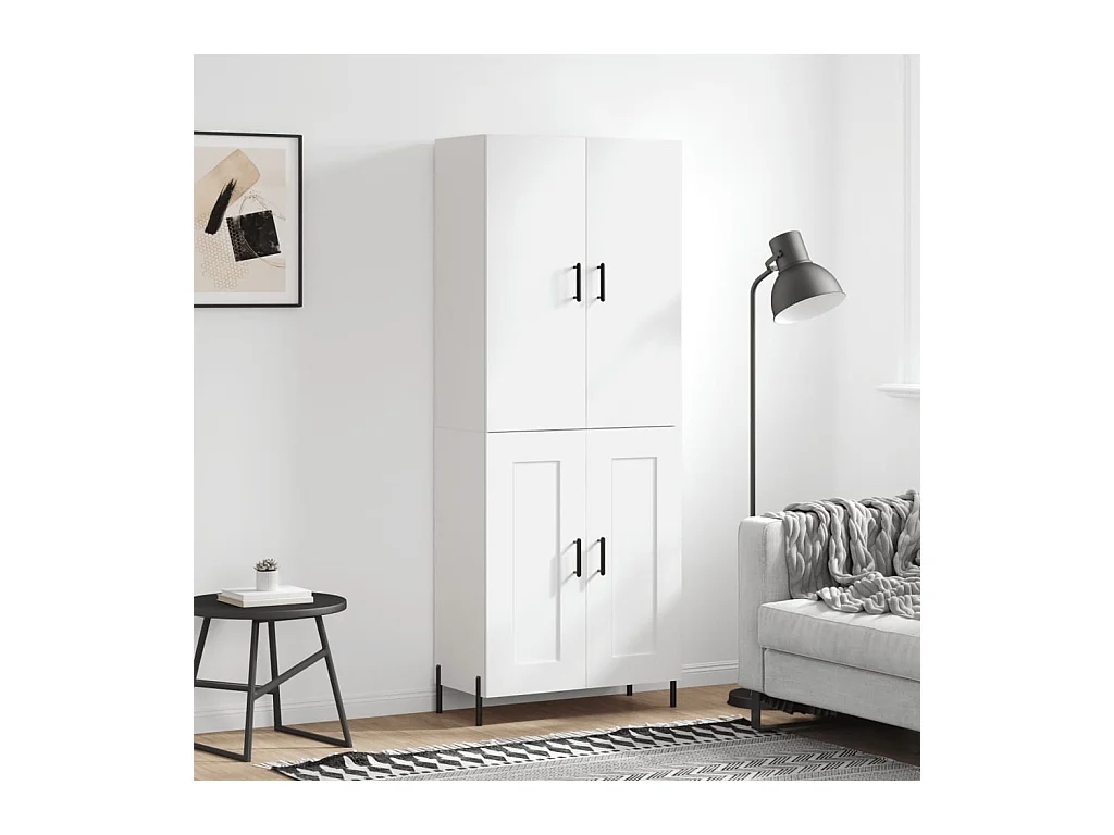 Buffet haut Blanc 69,5x34x180 cm Bois d'ingénierie