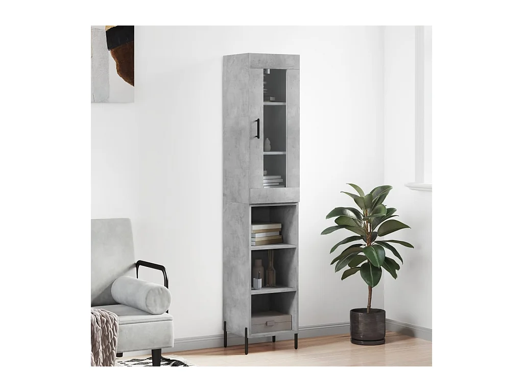 Highboard Betongrau 34,5x34x180 cm Holzwerkstoff