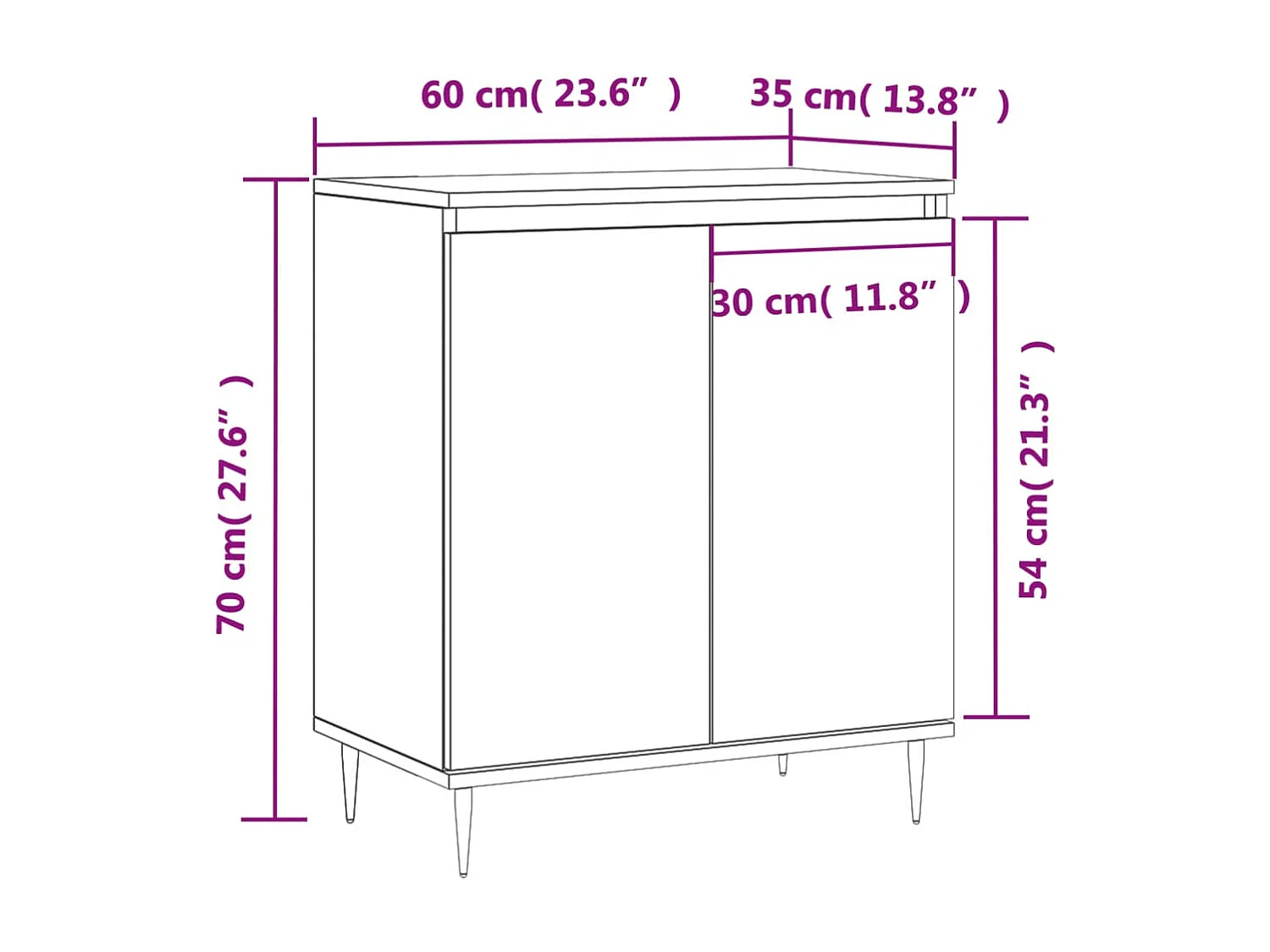 Buffet Chêne fumé 60x35x70 cm Bois d'ingénierie