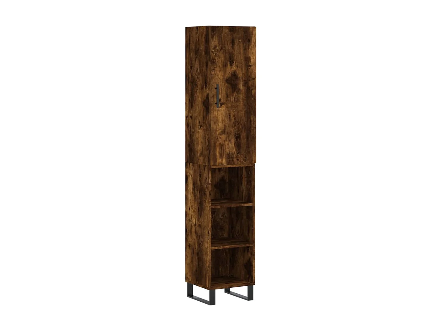 Buffet haut Chêne fumé 34,5x34x180 cm Bois d'ingénierie