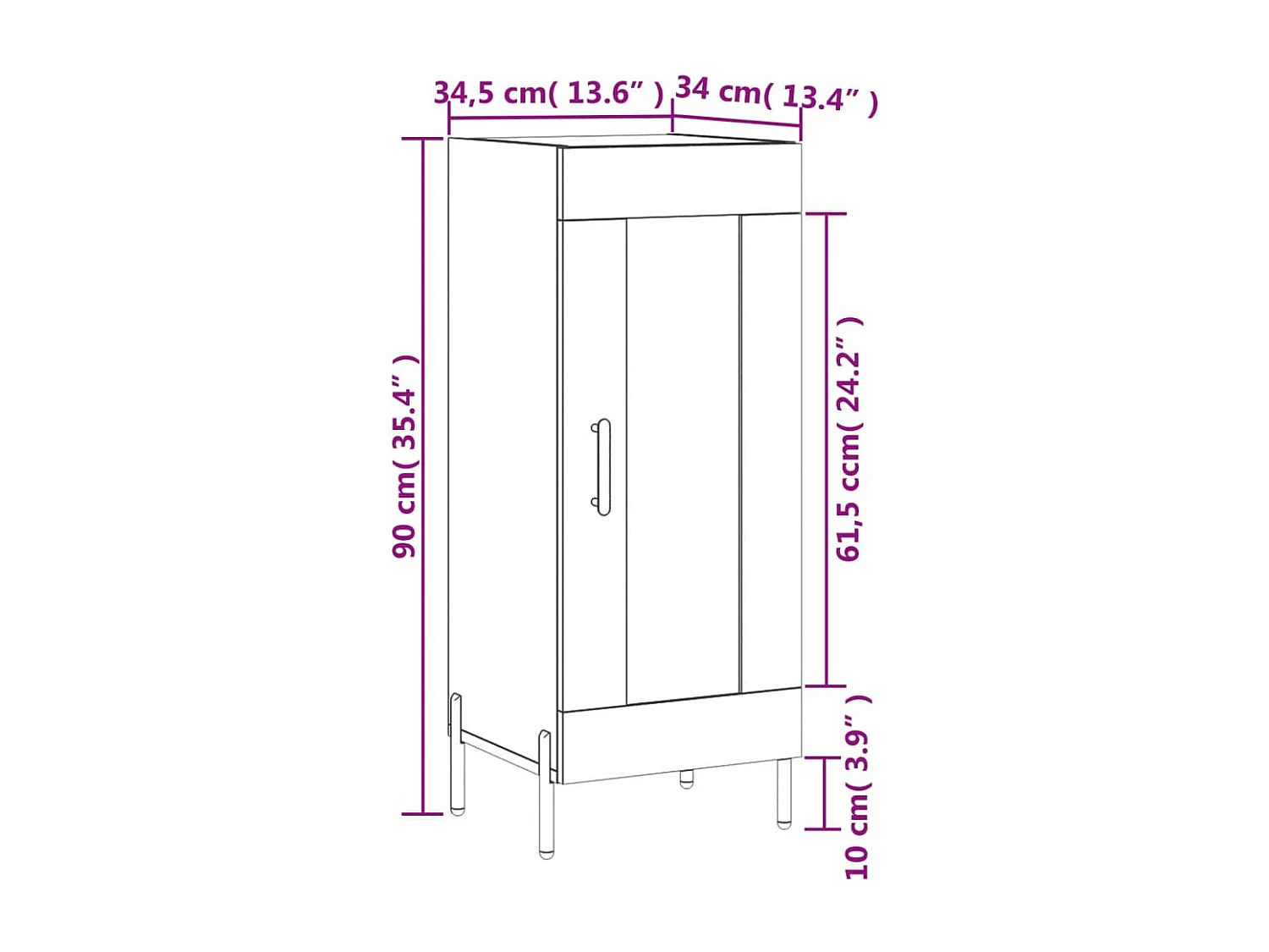 Buffet Chêne sonoma 34,5x34x90 cm Bois d'ingénierie