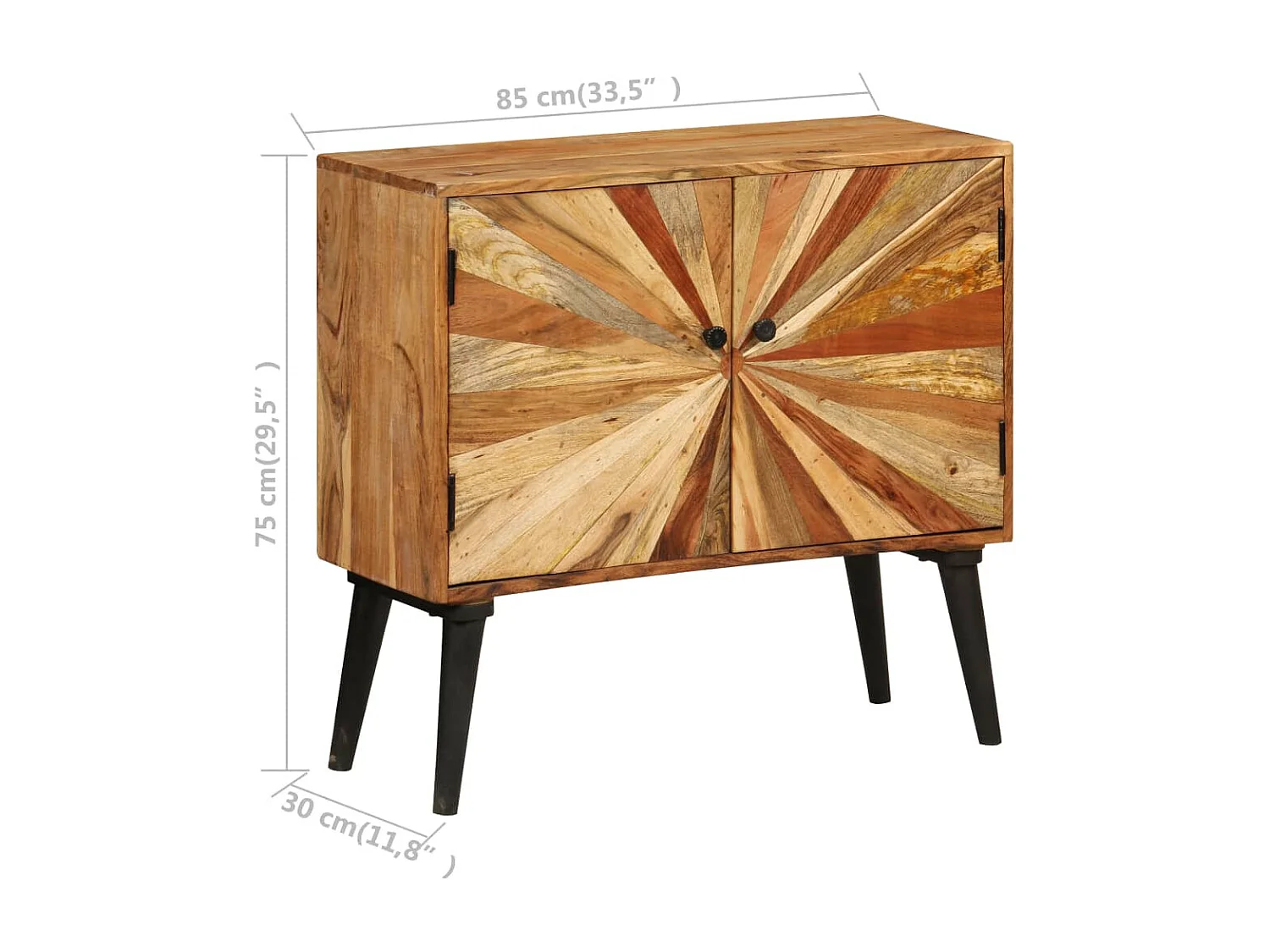 Aparador de madera maciza de mango 85x30x75 cm