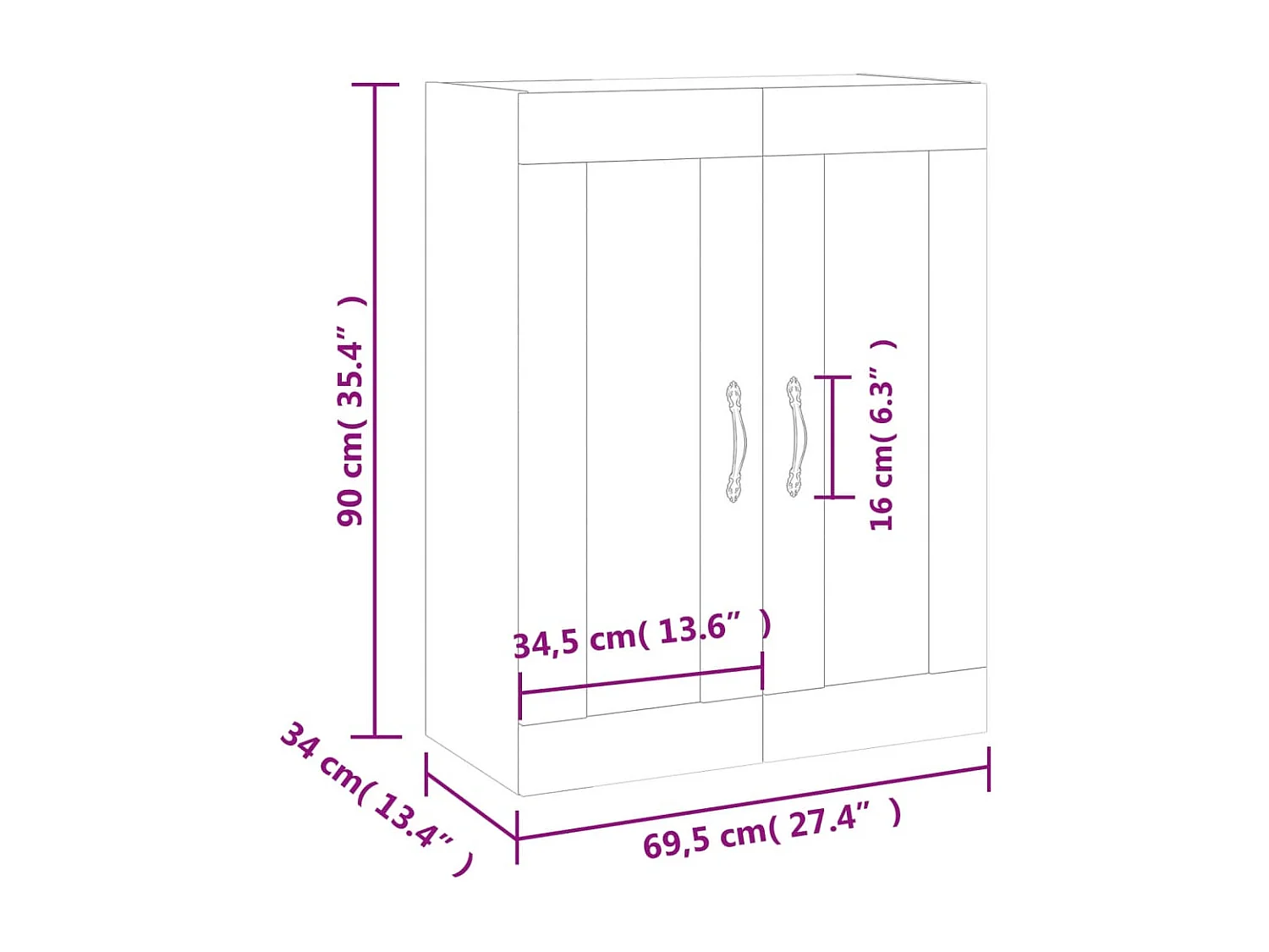 Wandschrank Grau Sonoma 69,5x34x90 cm