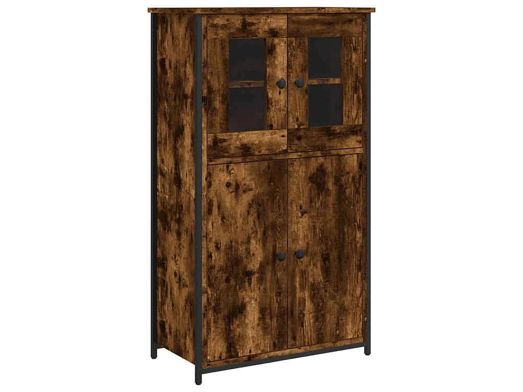 Buffet haut chêne fumé 62x32x106,5 cm bois d'ingénierie