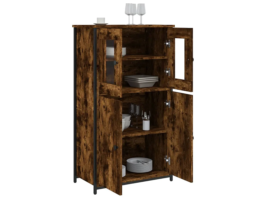 Buffet haut chêne fumé 62x32x106,5 cm bois d'ingénierie