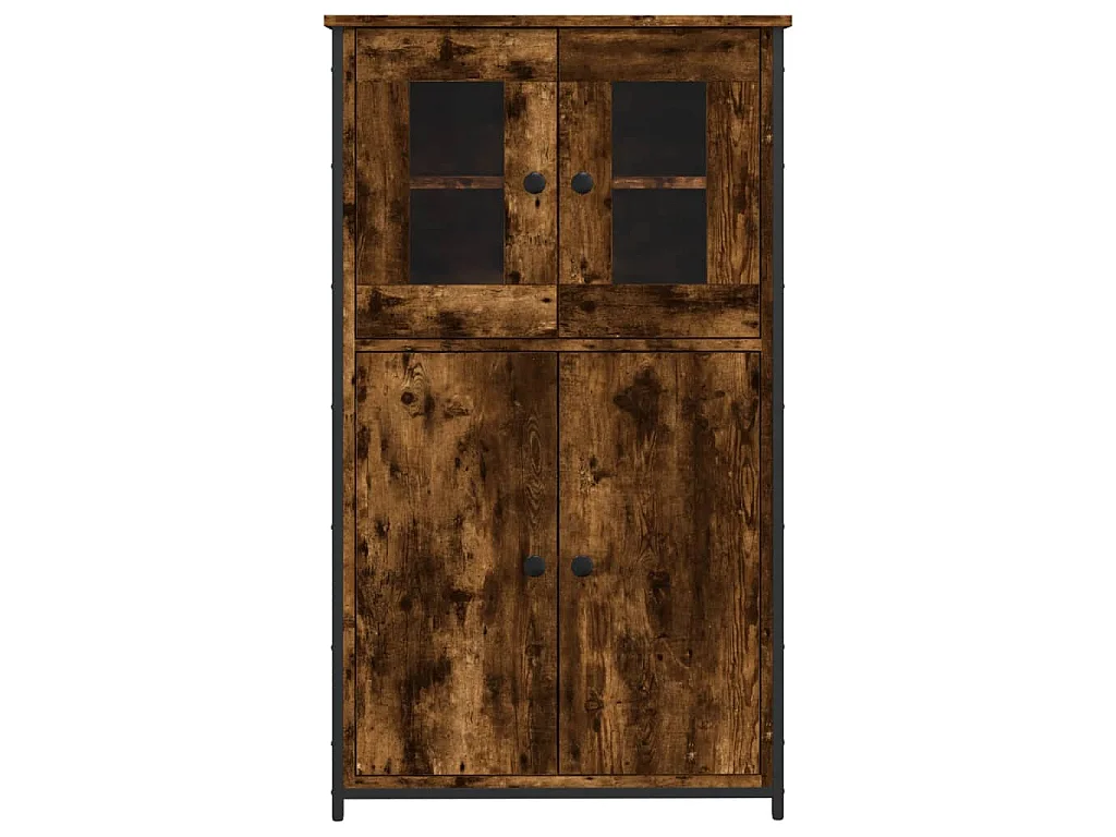 Buffet haut chêne fumé 62x32x106,5 cm bois d'ingénierie