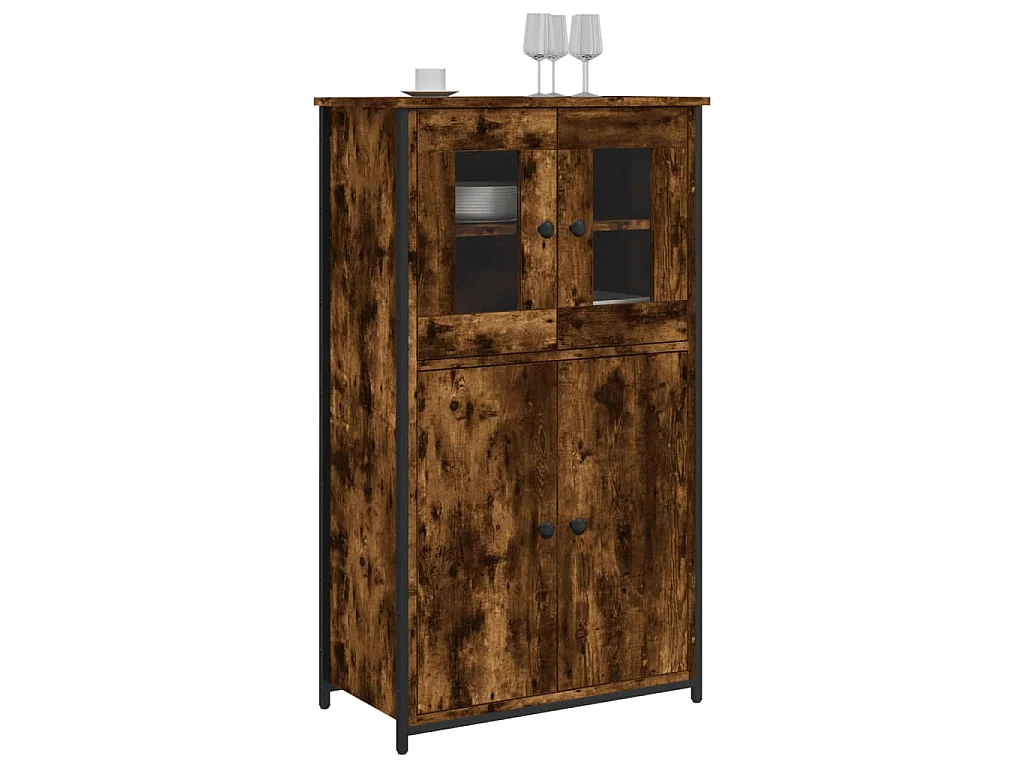 Buffet haut chêne fumé 62x32x106,5 cm bois d'ingénierie