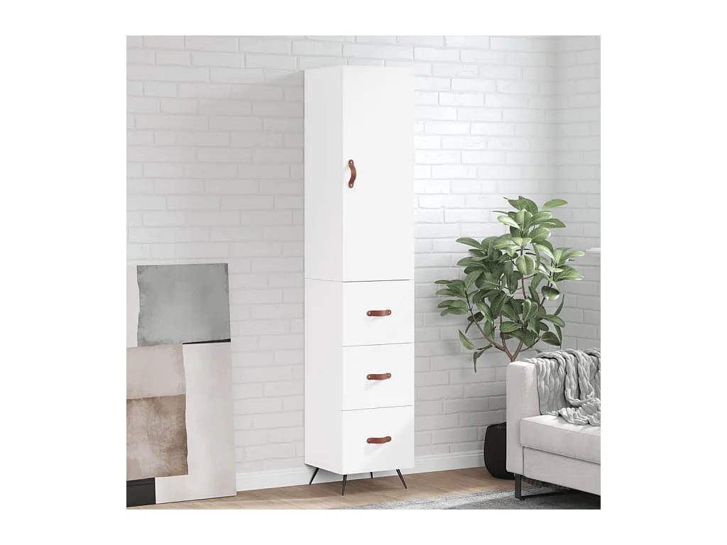 Buffet haut Blanc 34,5x34x180 cm Bois d'ingénierie