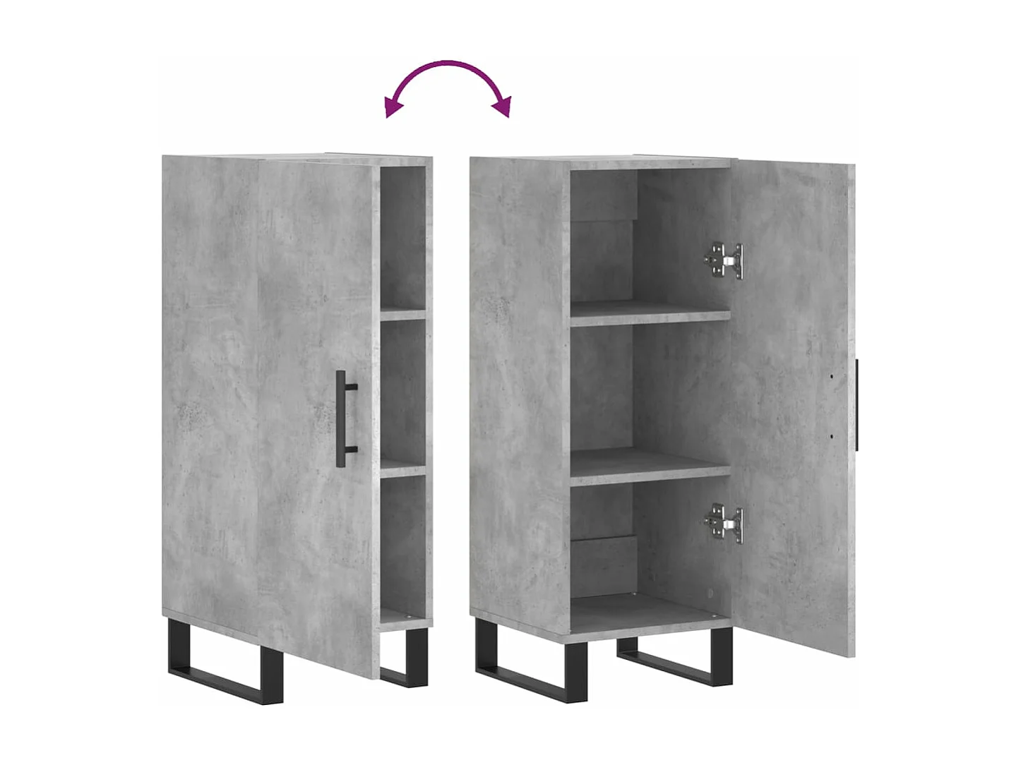 Buffet Gris béton 34,5x34x90 cm Bois d'ingénierie