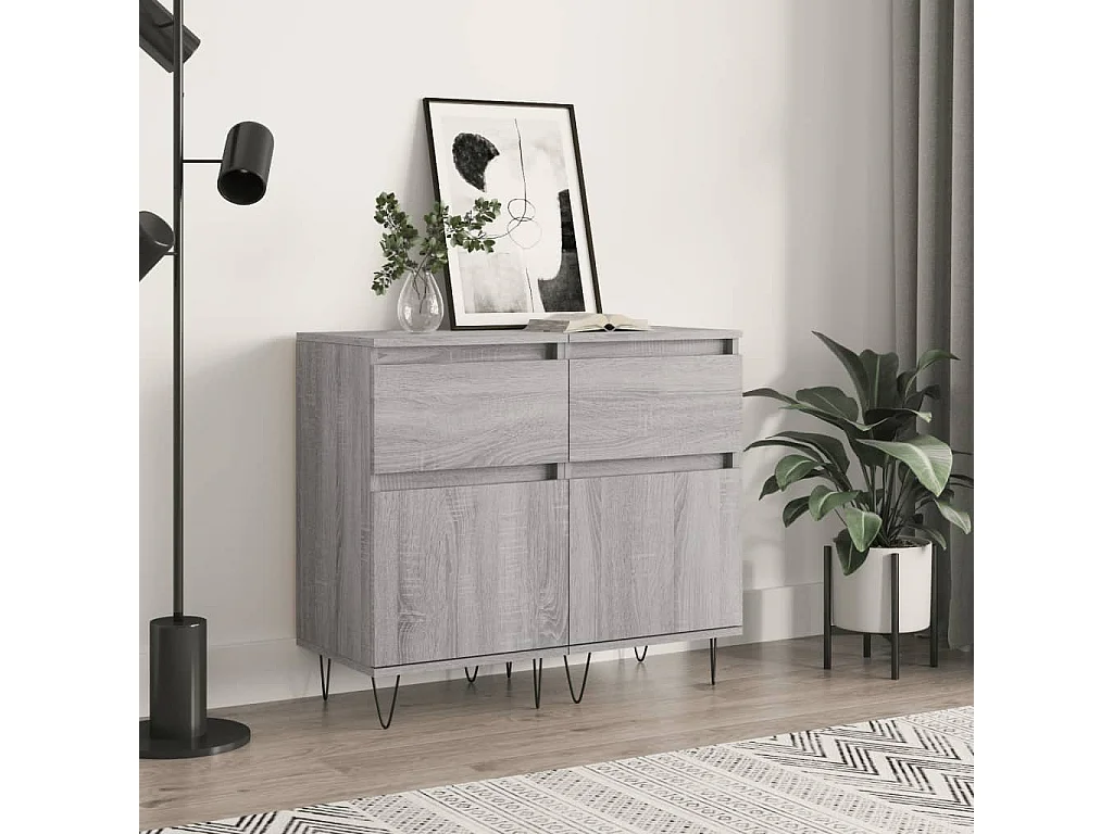 Sideboards 2 Stk. Grau Sonoma 40x35x70 cm Holzwerkstoff