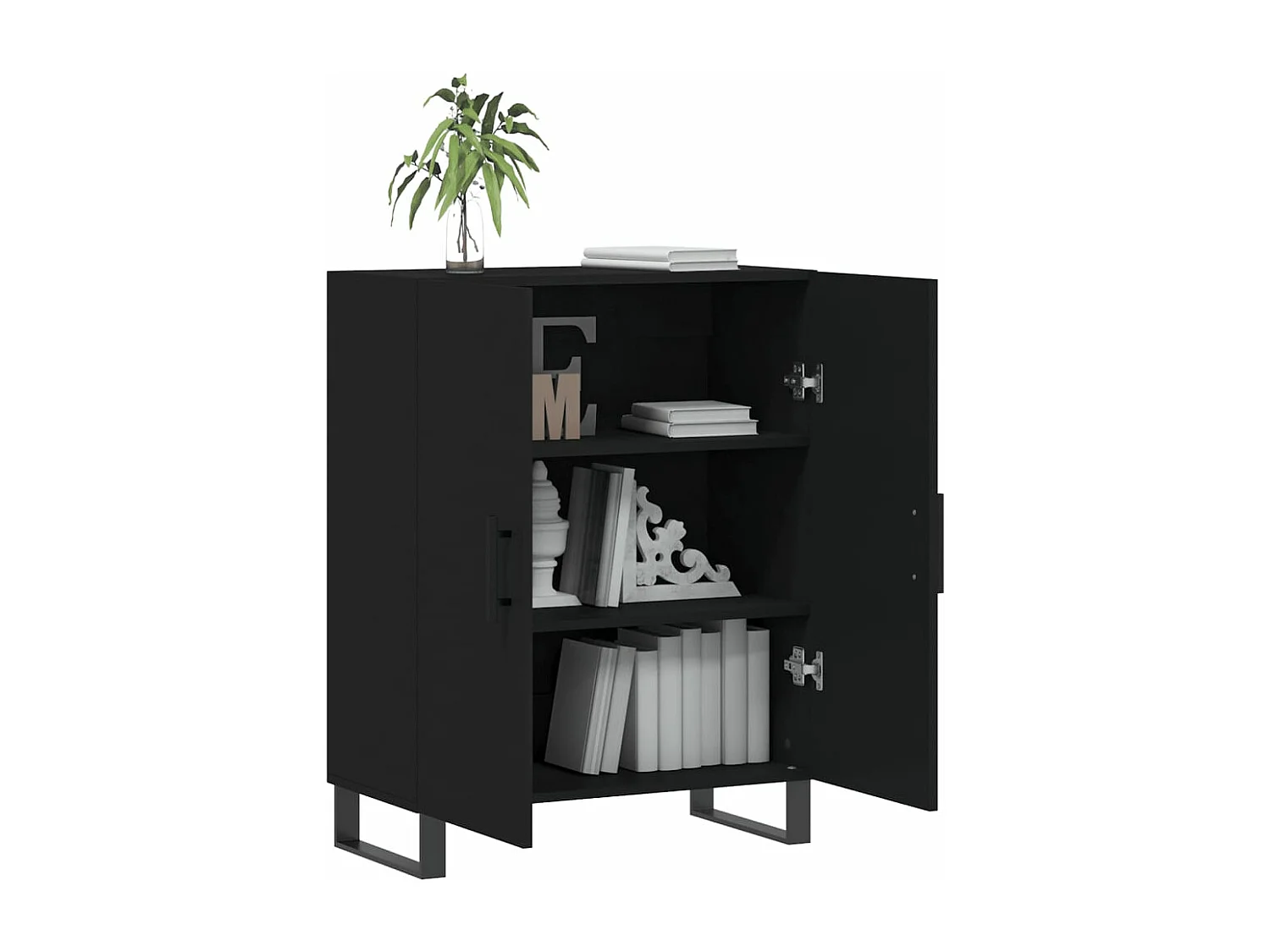 Buffet noir 69,5x34x90 cm bois d'ingénierie