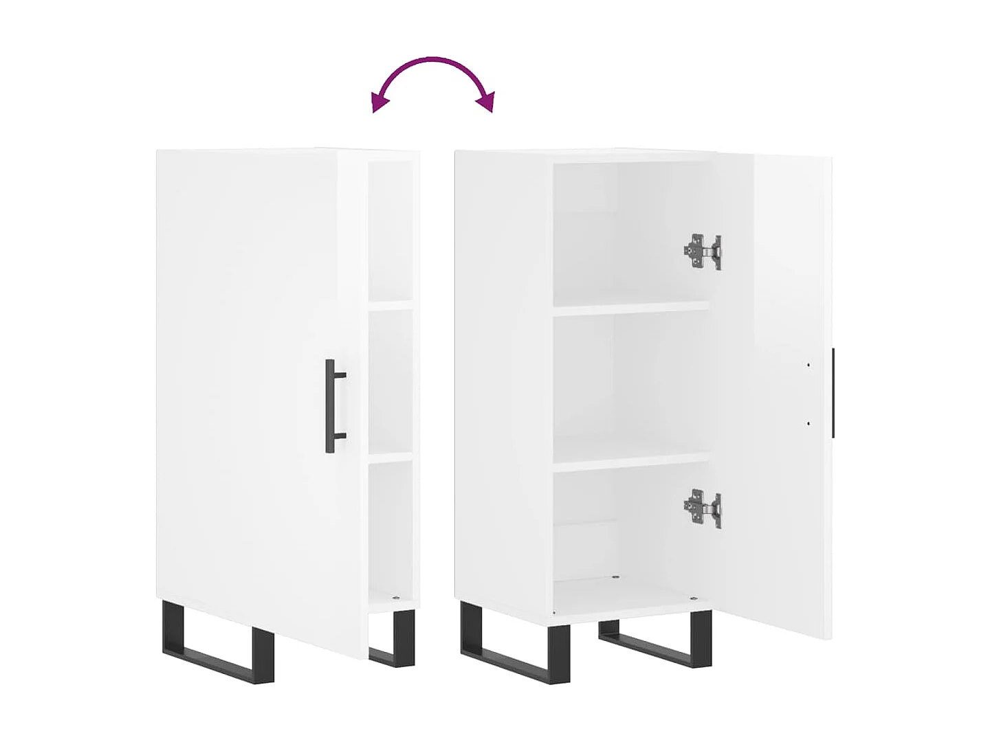 Buffet Blanc brillant 34,5x34x90 cm Bois d'ingénierie