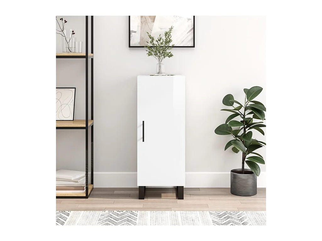 Buffet Blanc brillant 34,5x34x90 cm Bois d'ingénierie
