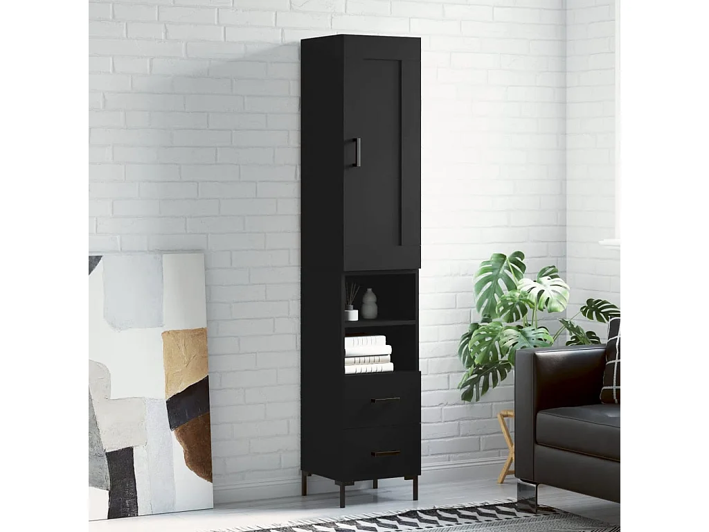 Armário alto 34,5x34x180 cm madeira processada preto