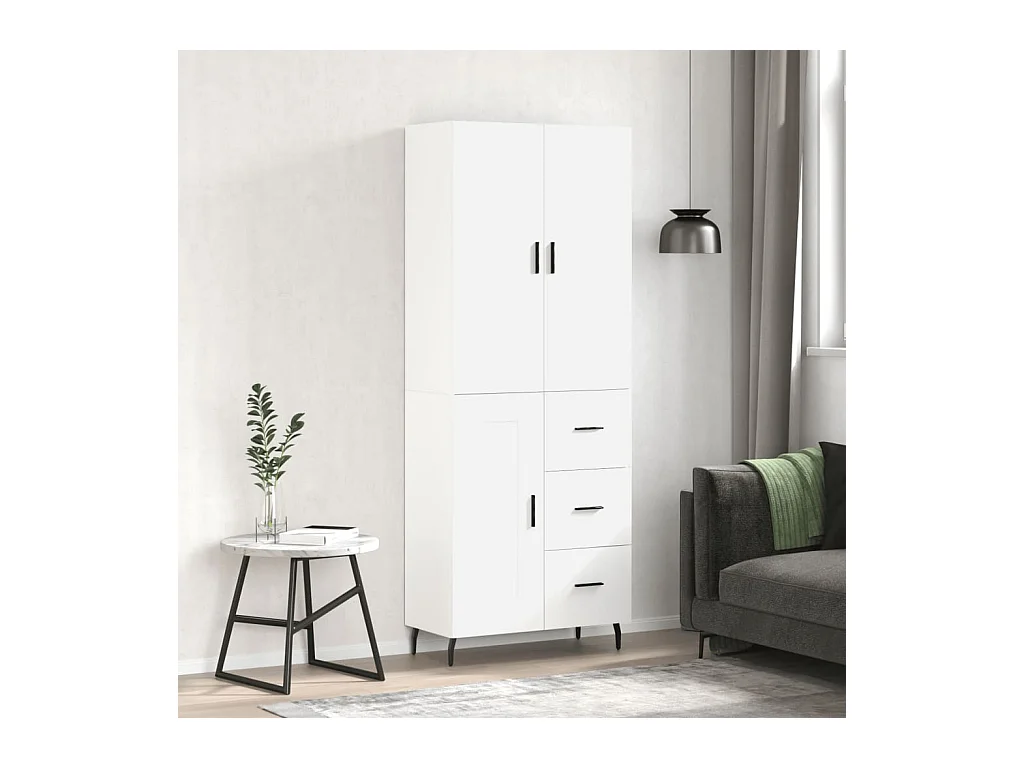 Buffet haut Blanc 69,5x34x180 cm Bois d'ingénierie