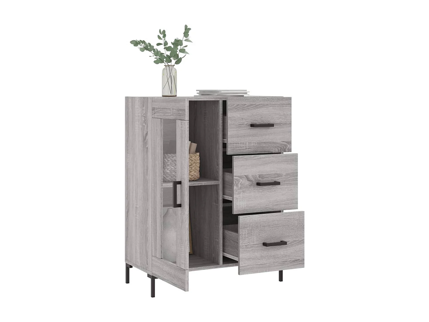 Credenza Grigio Sonoma 69,5x34x90 cm in Legno Multistrato