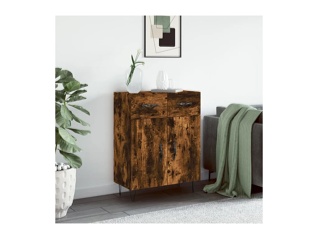 Credenza Rovere Fumo 69,5x34x90 cm in Legno Multistrato