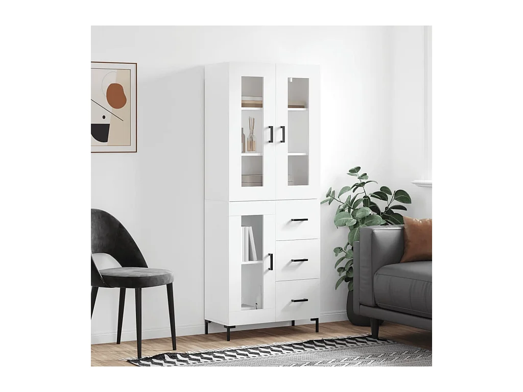 Buffet haut Blanc 69,5x34x180 cm Bois d'ingénierie