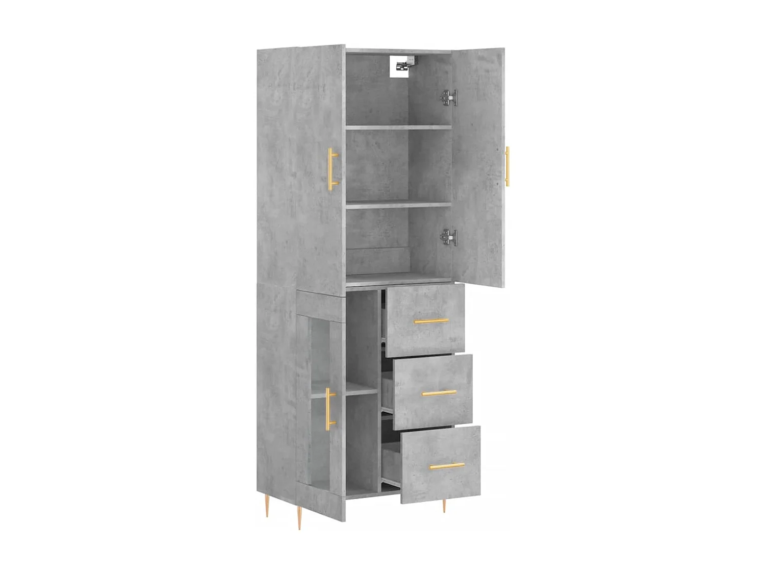 Highboard Betongrau 69,5x34x180 cm Holzwerkstoff