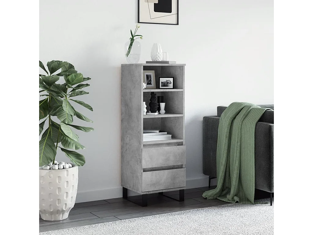 Buffet haut Gris béton 40x36x110 cm Bois d'ingénierie