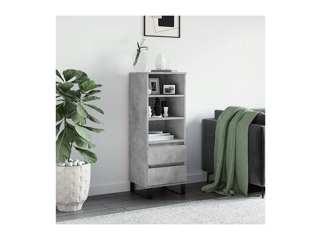 Buffet haut Gris béton 40x36x110 cm Bois d'ingénierie
