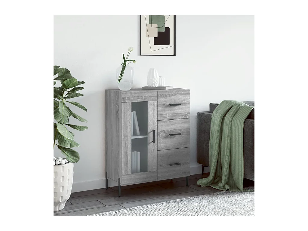 Credenza Grigio Sonoma 69,5x34x90 cm in Legno Multistrato