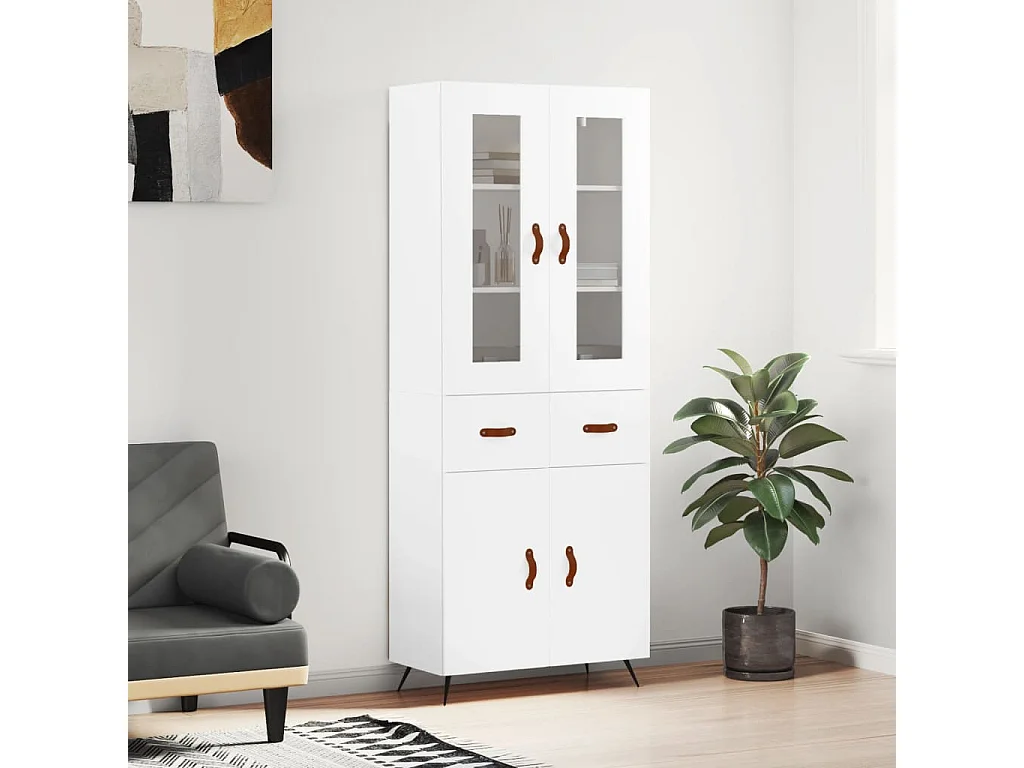 Highboard Weiß 69,5x34x180 cm Holzwerkstoff