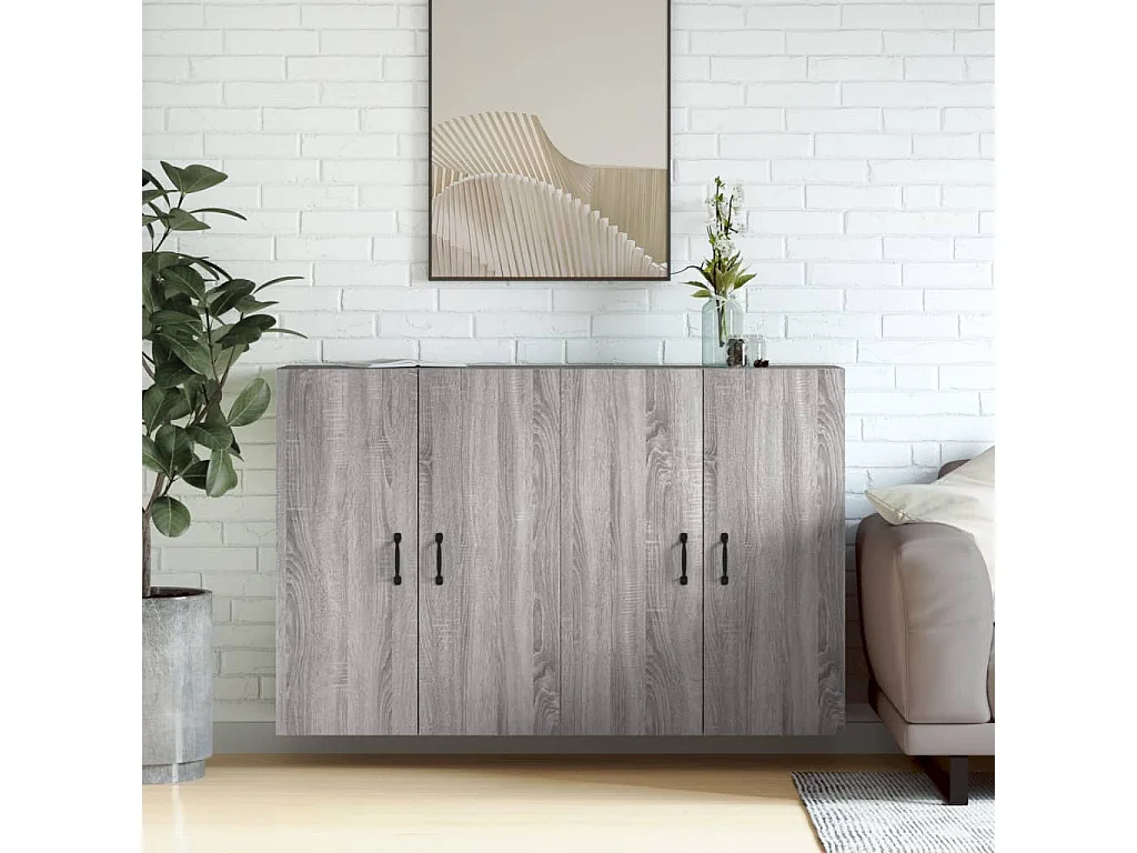 Armoires murales 2 pcs sonoma gris bois d'ingénierie