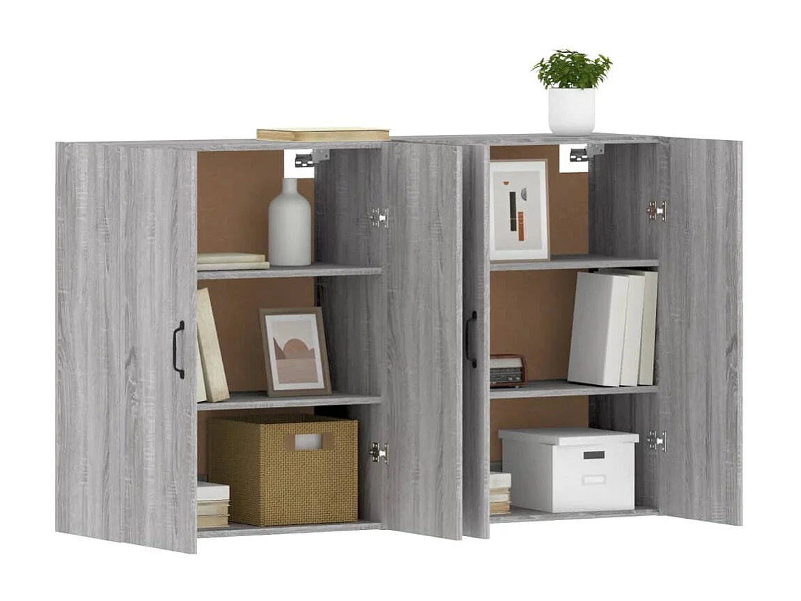 Armoires murales 2 pcs sonoma gris bois d'ingénierie